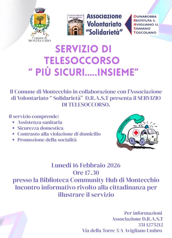 immagine notizia (ptn) Montecchio, il 16 febbraio la presentazione del nuovo servizio di Telesoccorso